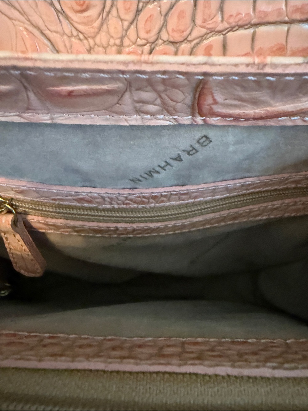 Brahmin Rose Pink Croc-Embossed Top-Handle Bag - Picture 11 of 12